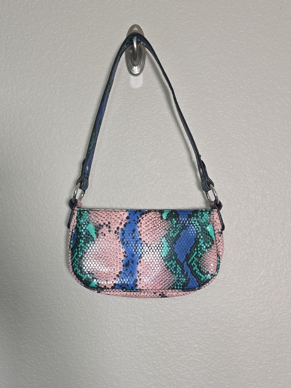 ASOS Pink, Green & Blue Snake-Print Mini Shoulder Bag